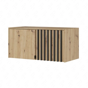 Aufsatz für Schrank Aspen 105 cm Eiche Artisan / Schwarze Lamellen funktionale Schrankerweiterung für Kleidung Schuhe und Accessoires