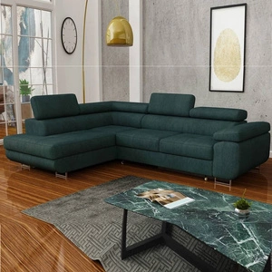 Ecksofa mit Schlaffunktion Ganta bottle green linke Seite moderner Veloursstoff garantiert höchsten Komfort und Funktionalität