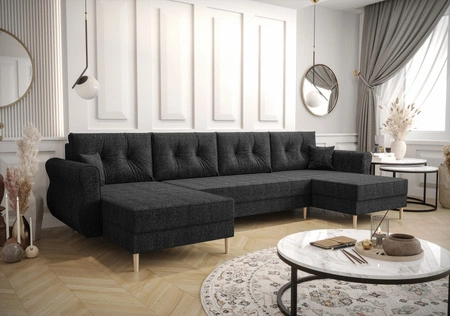 Ecksofa mit Schlaffunktion Wilkins U graphit komfortables Ecksofa geflochtener Stoff modernes Design, das sich in jede Einrichtung einfügt