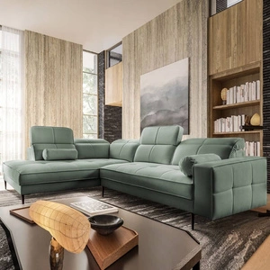 Ecksofa Samos mint links modernes Design einfach und stilvoll Körper zu jedem Interieur Design verstellbare Kopfstützen passen