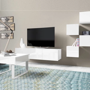 Möbelset Apulia XXI weiß glänzend extrem stilvolle Schrankwand für das Wohnzimmer einfache Elemente, die in jedes Interieur passen