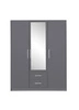 Kleiderschrank mit Spiegel Caspe 150 cm anthrazit modernes Design ABS-Finish und Aluminiumgriffe