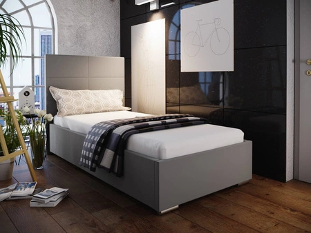 Eljas 90x200 grau gepolstertes Bett mit modernem Kopfteil ideal für ein Jugendzimmer oder kleines Schlafzimmer