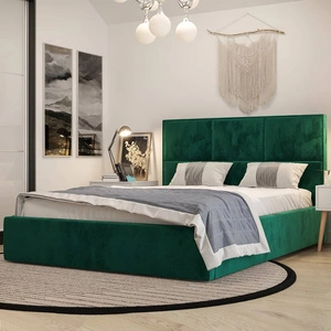 Polsterbett Hestia 160x200 mit Stauraum Flaschengrün moderner skandinavischer Stil mit bequemem Kopfteil
