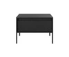 Sesti Couchtisch schwarz elegantes Design Couchtisch mit geräumigen Schublade auf einem Metallsockel dekorative Riffelung gesetzt