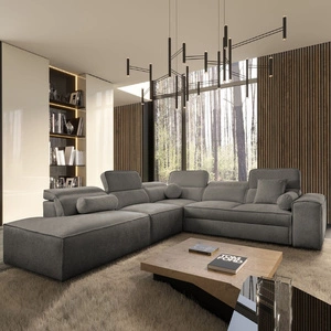 Ecksofa mit Schlaffunktion Viano IX grau linksseitig stilvolles Ecksofa mit Bettzeugcontainer ideales Möbelstück für ein großes Wohnzimmer