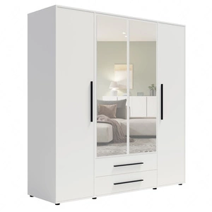 Spiegelschrank Maxione 198 cm weiß geräumiger Kleiderschrank für Schlafzimmer Jugendzimmer oder Flur angereichert mit Schubladen