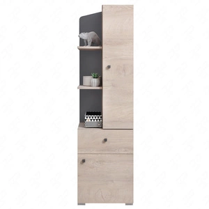 Niedriges Bücherregal Dzeta 45 cm Eiche / anthrazit ideal für das Jugendzimmer sehr geräumiges Bücherregal mit Schublade außergewöhnliches Design
