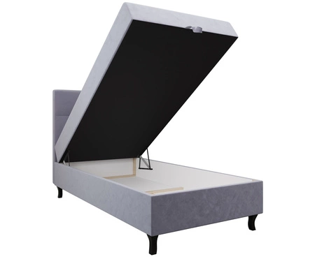 Boxspringbett Melba 120x200 hellblau Bett im modernen skandinavischen Stil mit gepolstertem Kopfteil Bett mit Staukasten