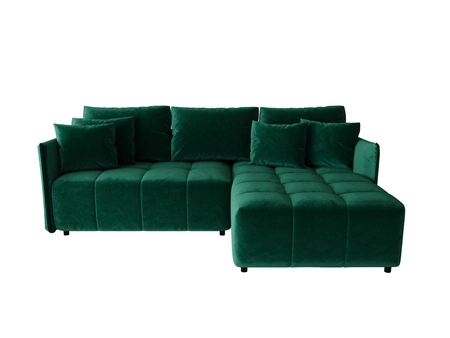 Schlafsofa Oroso Flasche grün rechts weicher Samtstoff mit hydrophober Beschichtung Bettzeug Container