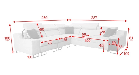 Ecksofa mit Schlaffunktion Alcamo III hellbraun / weiß links Funktions-Ecksofa mit einer Schublade in der Seite zwei Behälter für Bettzeug