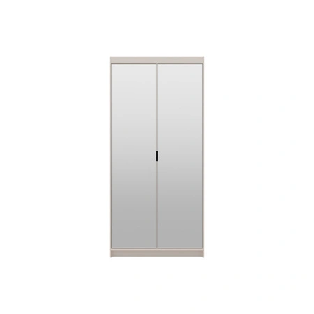 Kleiderschrank Rene 90 cm beige sand stilvolles Design schlichte Form idealer Kleiderschrank mit Spiegel für Schlafzimmer oder Flur ABS beendet Kanten