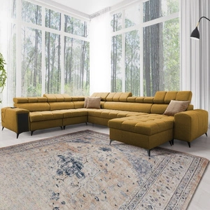 Ecksofa mit Schlaffunktion Bolmso VIII Senfgelb rechts elegantes und bequemes Ecksofa mit Schublade ideal für geräumige Innenräume