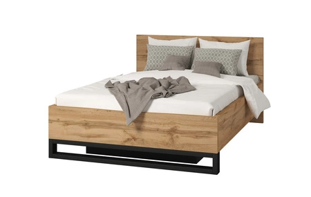 Bett Halle S 140x200 mit Bettzeugablage Eiche wotan stilvolles Design ideales Bett für Schlafzimmer hochwertige Verarbeitung