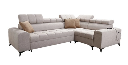 Ecksofa mit Schlaffunktion Bolmso II grau rechtsseitiges Ecksofa mit Bettzeugauszug mit Vollauszug in der Seite des Möbels