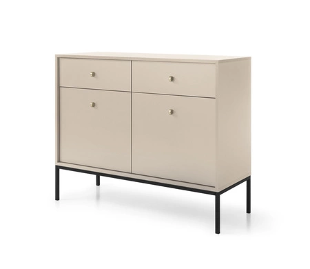Kommode mit Schubladen Mono 104 cm Beige Minimalistisches Design stilvoller goldener Griff schlichte Form mit metallischen Elementen
