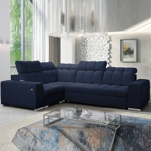Ecksofa mit Schlaffunktion Luigi II marineblau linkes Ecksofa mit Bettkasten für den täglichen Liegekomfort