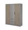 Kleiderschrank Aspen 155 cm Grau / Eiche Artisan Lamellen modernes Design Schranktüren mit dekorativen Lamellen
