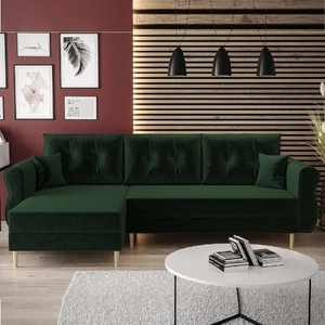 Ecksofa mit Schlaffunktion Wilkins bottle green linke Seite stilvolles und modernes Design, das sich in jede Einrichtung einfügt