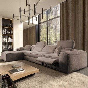 Ecksofa mit Schlaffunktion Viano XII Lux hellbraun linkshändig Designer-Ecksofa für das Wohnzimmer mit komfortablem ausziehbarem Fußteil