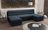 Ecksofa mit Schlaffunktion Fogu U blau bequemes und stilvolles Ecksofa mit einfachem Design Kordstoff Bettzeug Container