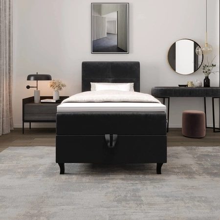 Boxspringbett Melba 100x200 graphit Bett im modernen skandinavischen Stil mit gepolstertem Kopfteil Bett mit Staukasten