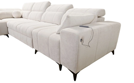 Ecksofa mit Schlaffunktion Penejos XI blau links komfortables Ecksofa mit verstellbaren Kopfstützen und zwei Bettkästen