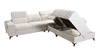 Ecksofa mit Schlaffunktion Penejos IX beige rechte Seite stilvolles Ecksofa mit Bettzeugcontainern komfortable verstellbare Kopfstützen