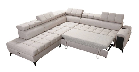 Ecksofa mit Schlaffunktion Bolmso IX blau links Komfort Ecksofa für Wohnzimmer mit Schublade Bettzeug Container stilvolles Design