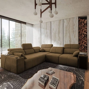 Ecksofa mit Schlaffunktion Tesalia III braun rechtsseitiges Komfort-Ecksofa mit verschiebbarer Rückenlehne zwei Bettkästen