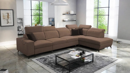 Ecksofa mit Schlaffunktion Kelly Sleek XI hellbraun rechtshändig stilvolles und bequemes Ecksofa aus strapazierfähigem Webstoff