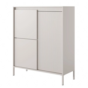 Kommode Sesti 104 cm beige Designerkommode mit originellem Design auf stabilem Metallsockel