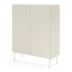 Kommode Muti 99 cm beige Design Kommode mit auffälliger Riffelung der Fronten und Push-to-Open-System des Korpus