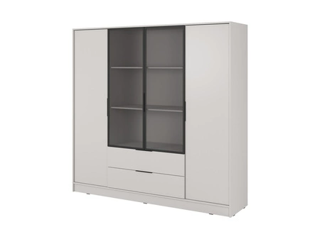 Kleiderschrank Corse 206 cm beige modernes Design Kleiderschrank mit Glasfronten ideal für Schlafzimmer Kleiderschrank und Büro Kleiderschrank mit Regalen