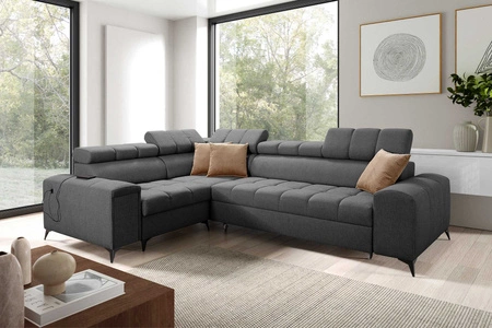 Ecksofa mit Schlaffunktion Bolmso II graphit linkes Ecksofa mit Bettzeugauszug mit Vollauszug in der Seite des Möbels