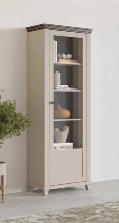 Vitrine Evora 71 cm beige / Eiche dunin rechts wird Liebhaber von ausdrucksstarken Interieur ideal für das Wohnzimmer und Esszimmer begeistern