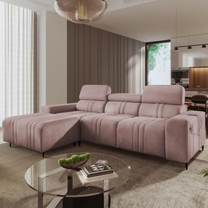 Ecksofa mit Schlaffunktion Castel rosa links komfortables und stilvolles Ecksofa mit Bettzeugcontainer