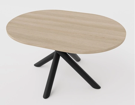 Lyon Tisch 100x138 cm Eiche lindberg / schwarz stilvoller Esstisch auf Designer-Spinnenbeinen höhenverstellbar