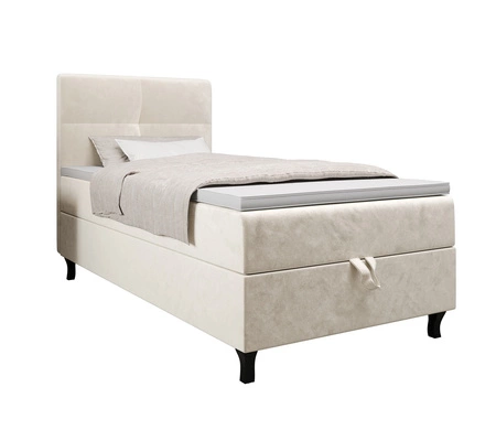 Boxspringbett Melba 120x200 beige Bett im modernen skandinavischen Stil mit gepolstertem Kopfteil Bett mit Staukasten