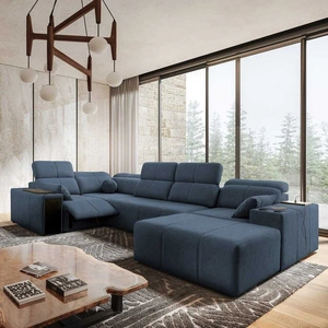 Ecksofa mit Schlaffunktion Tesalia IV Lux blau rechtsseitig stilvolles Ecksofa mit ausziehbarem Fußteil und Schiebefunktion der Rückenlehne