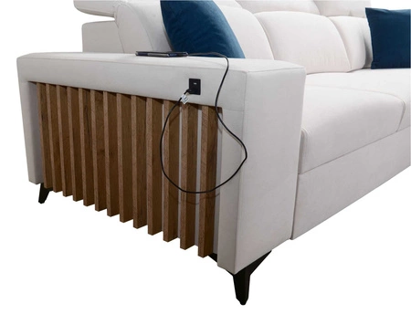 Kelly Ecksofa mit Schlaffunktion graphit rechte Seite geflochten Komfort und Funktionalität Eckseite mit Latten abgeschlossen