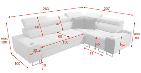 Ecksofa mit Schlaffunktion Dafni II heather right samtenes Ecksofa mit Bettzeugstauraum Vollauszugskasten