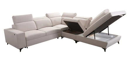 Ecksofa mit Schlaffunktion Kelly Sleek IX graphit rechte Seite stilvolles Ecksofa mit bequemen Armlehnen und verstellbaren Kopfstützen