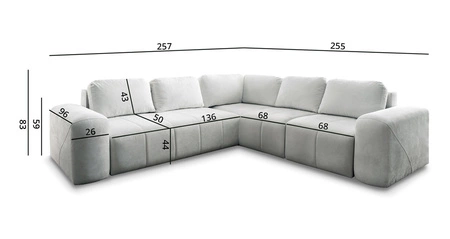 Ecksofa mit Schlaffunktion Bovec III ecru rechts extrem stilvolles Ecksofa perfekt für ein geräumiges Wohnzimmer