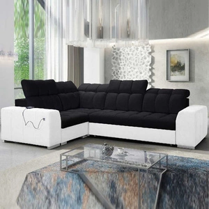 Ecksofa mit Schlaffunktion Luigi II schwarz / weiß links Komfort für die tägliche Entspannung Ecksofa mit Bettkasten