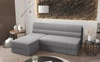 Ecksofa mit Schlaffunktion Fogu grau Esche links Ecksofa mit einfachem Design mit Cord-Stoff Bettzeug-Container bezogen