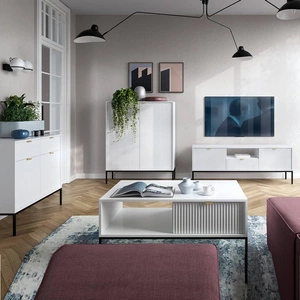 Lovro Möbel Set weiß modernes Design Schrankwand für Wohnzimmer oder Sitzungssaal