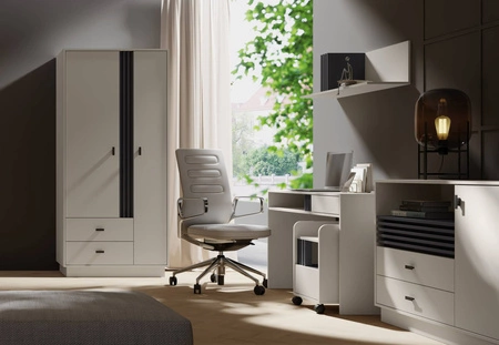 Möbelset für Büro Estan beige / anthrazit Stilvolle Möbel mit minimalistischem Design Trendfarben Metallgriffe
