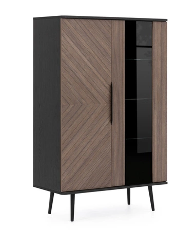 Tullio 90 cm schwarz graphit / Kapitänsdeck Vitrine stilvoll skandinavischen Stil Metallbasis modische Farben