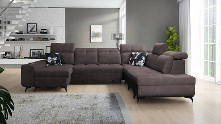 Ecksofa mit Schlaffunktion Buffalo X braun links funktionelles und bequemes Ecksofa für einen Raum mit Bettzeugcontainern